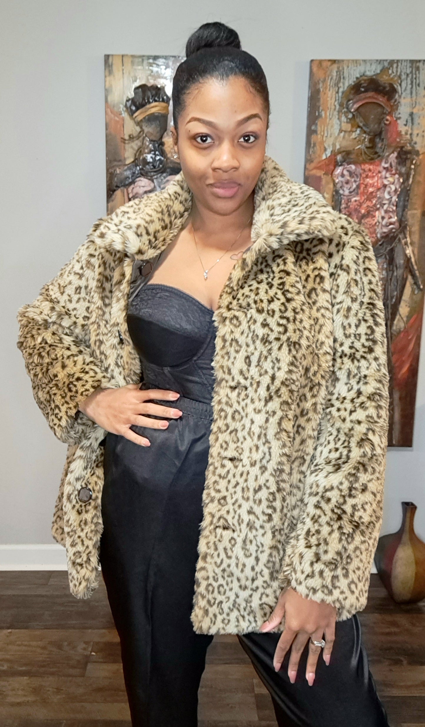 NWT Tally Ho Reversible Faux Fur Animal Print Coat SZ XL