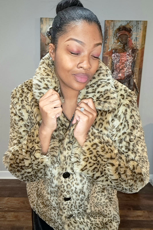 NWT Tally Ho Reversible Faux Fur Animal Print Coat SZ XL