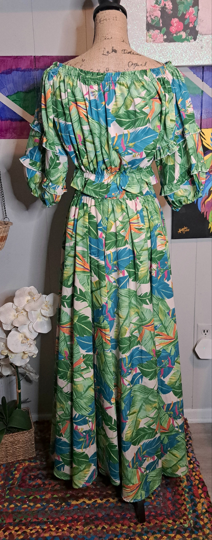 NWT Rachel Zoe New York Tropical 2PC Crop Top & Maxi Skirt Set SZ Small (Fits up to a Large) Retail Price: $249