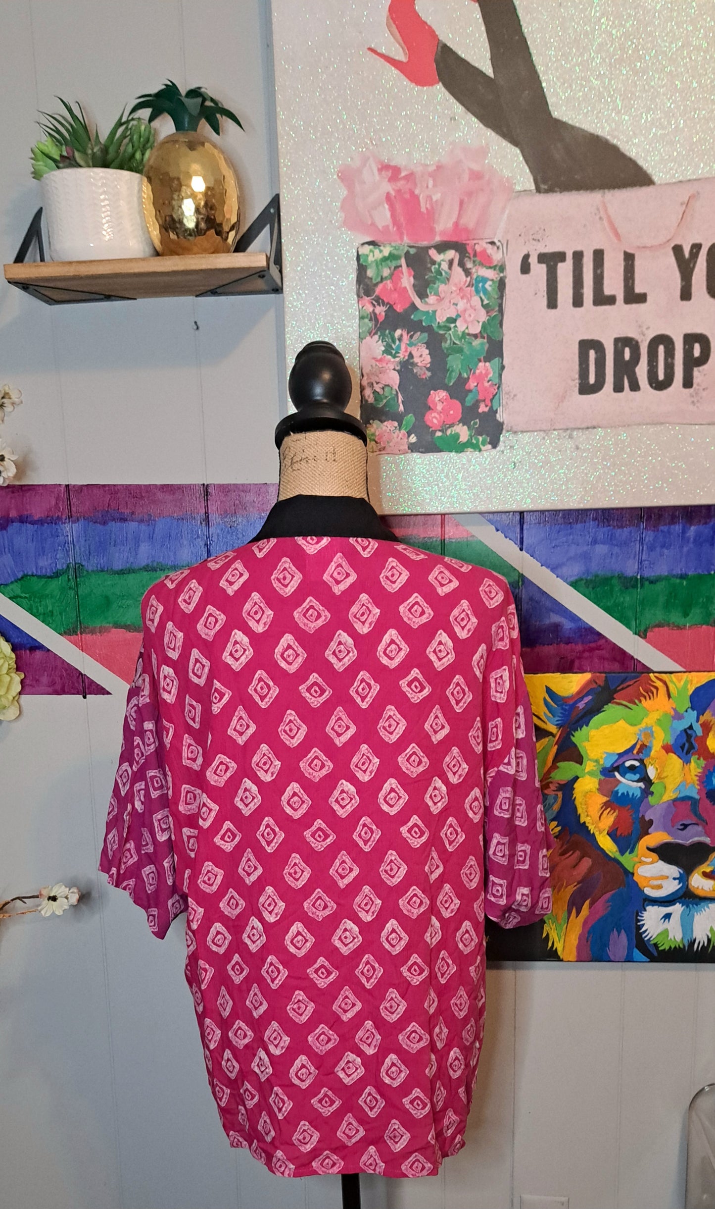 Vtg Carol Little Colorblock Button Down Top SZ 4 (Very Oversized) Ptp 24in Up to XL