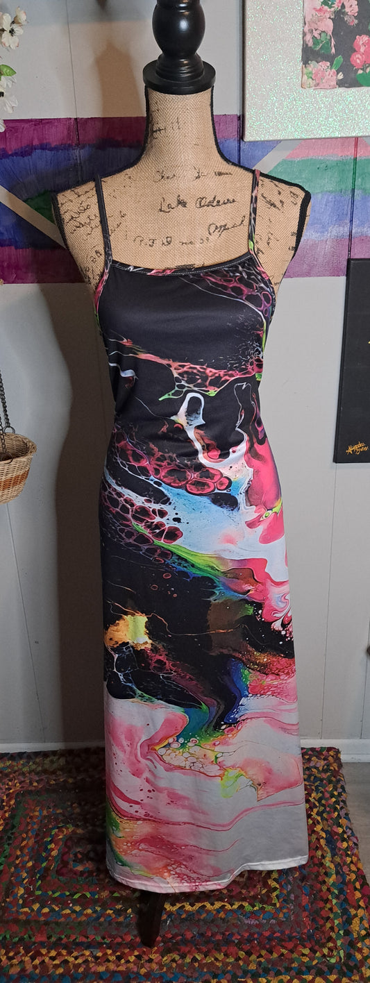 Boutique Multicolored Maxi Dress with Stretch SZ XL