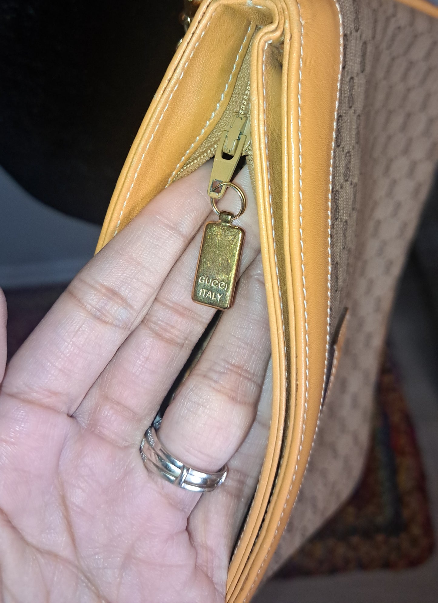Authentic Vintage 80s Gucci Canvas Crossbody Purse