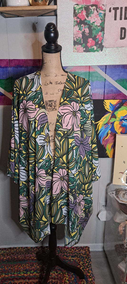 Sassy Jones Floral Print Kimono Duster (One Size)
