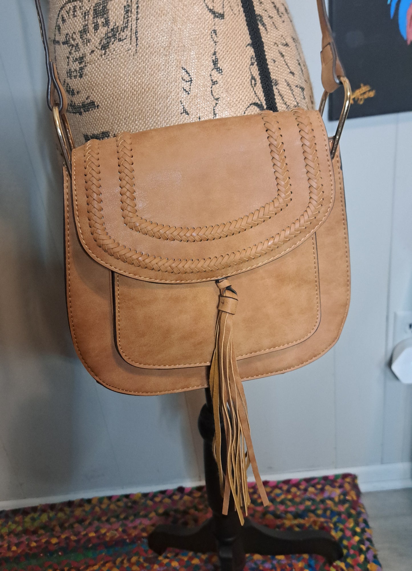 NWOT Franco Sarto Faux Suede Bohemian/Western Style Adjustable Crossbody Purse