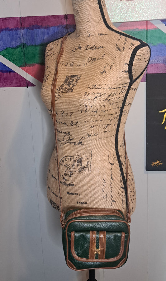 Vtg Green/Brown Crossbody Purse