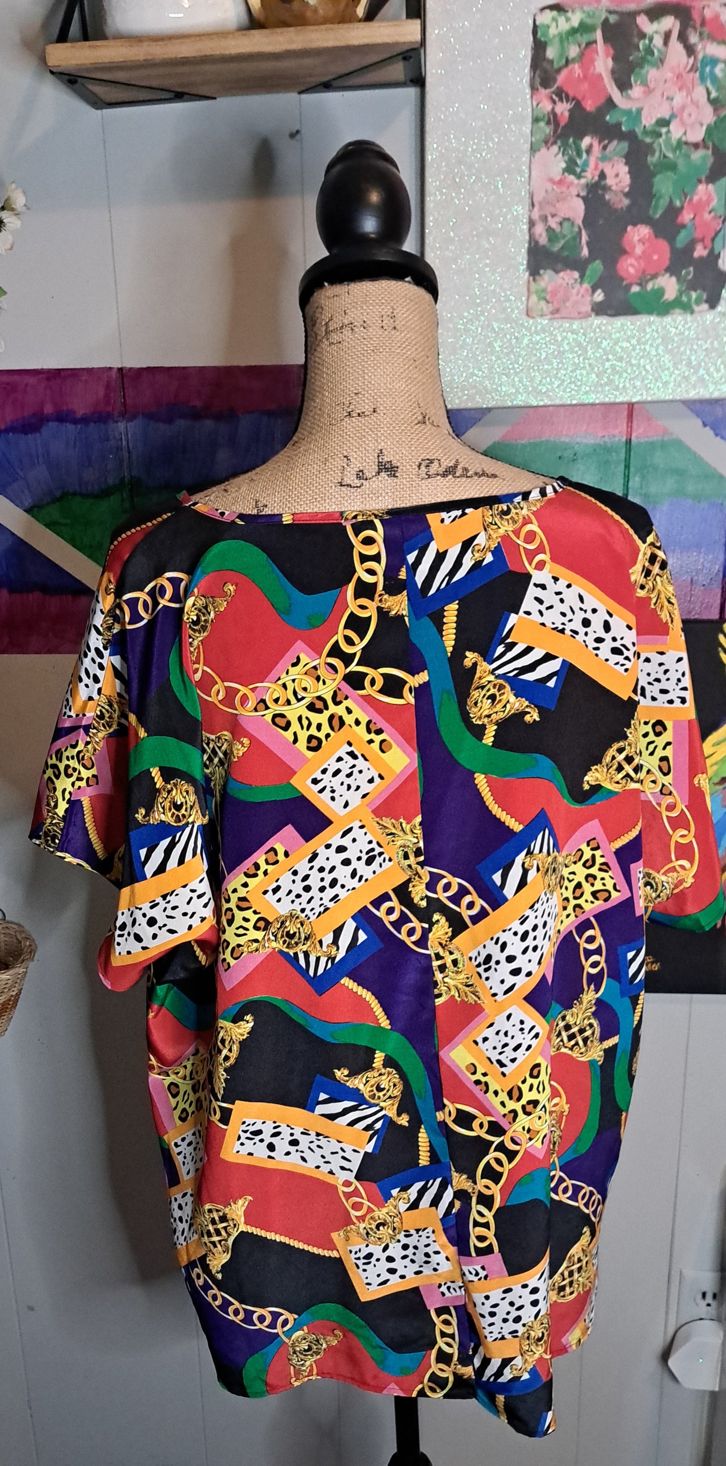 Vtg Bentley Multicolored Baroque Print Top SZ 22W (Ptp 26in) Best Fits 18/20