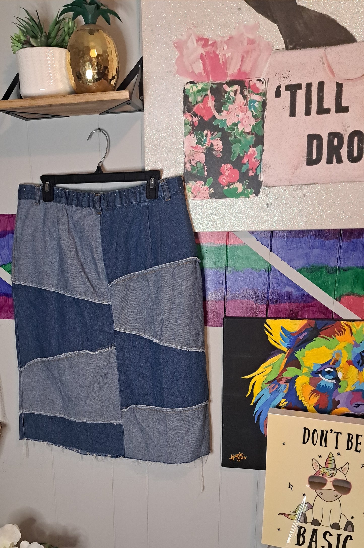 Vtg Patchwork Skirt SZ 12 (Waist 17in)