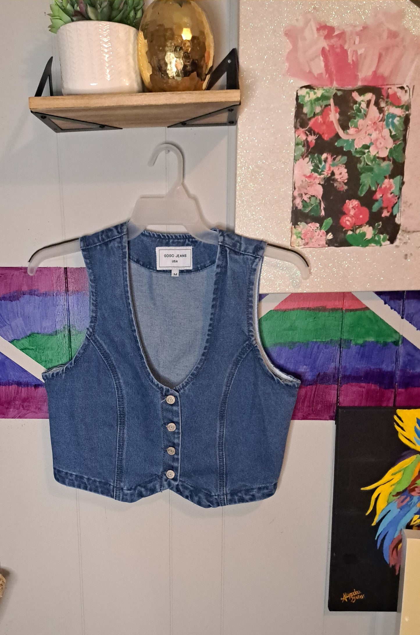 Gogo Denim Vest SZ Medium (ptp 19in)
