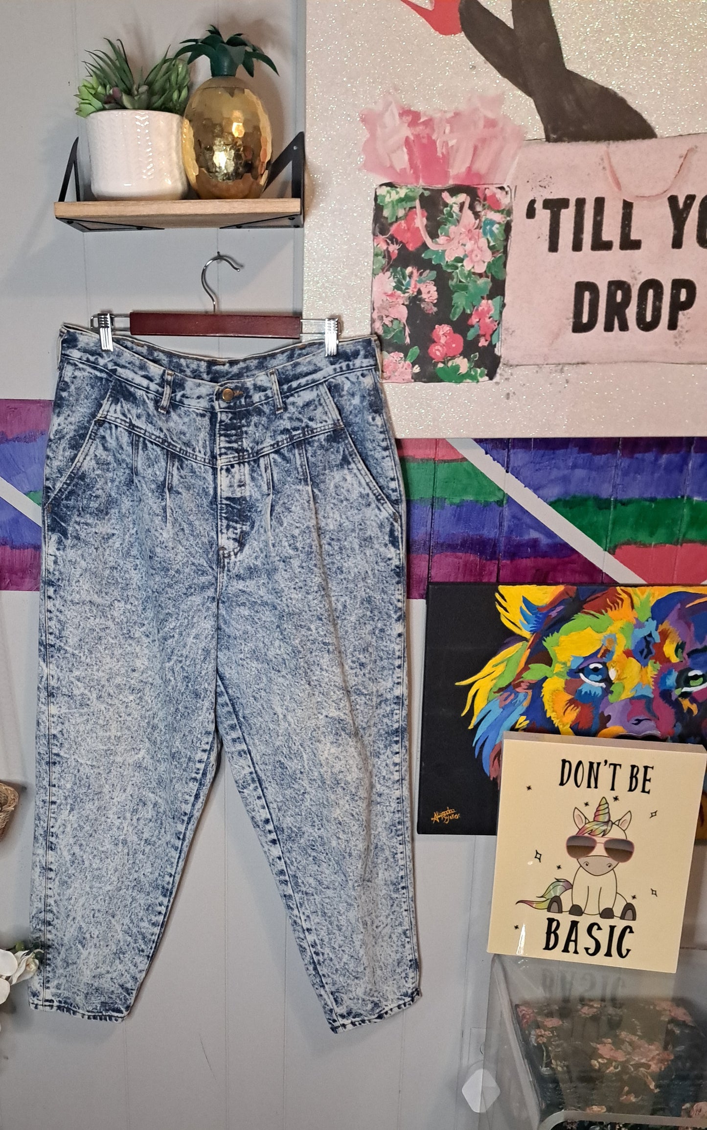 Vtg Chic Acid Wash Ankle Length Denim High Waisted Jeans SZ 20 (Best Fits 14/16) Waist 19in Hip 26in