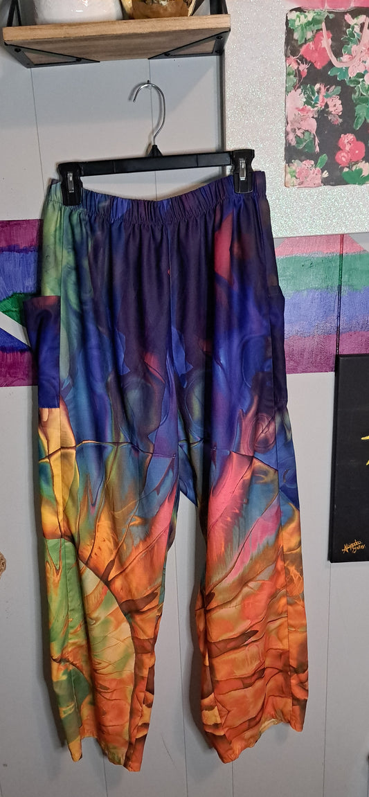 Nwot Multicolored Ombre Pants with Elastic Waist & Cargo Pockets SZ 5XL (Best Fits 2X/3X (Waist 19-28in Hip 32in)