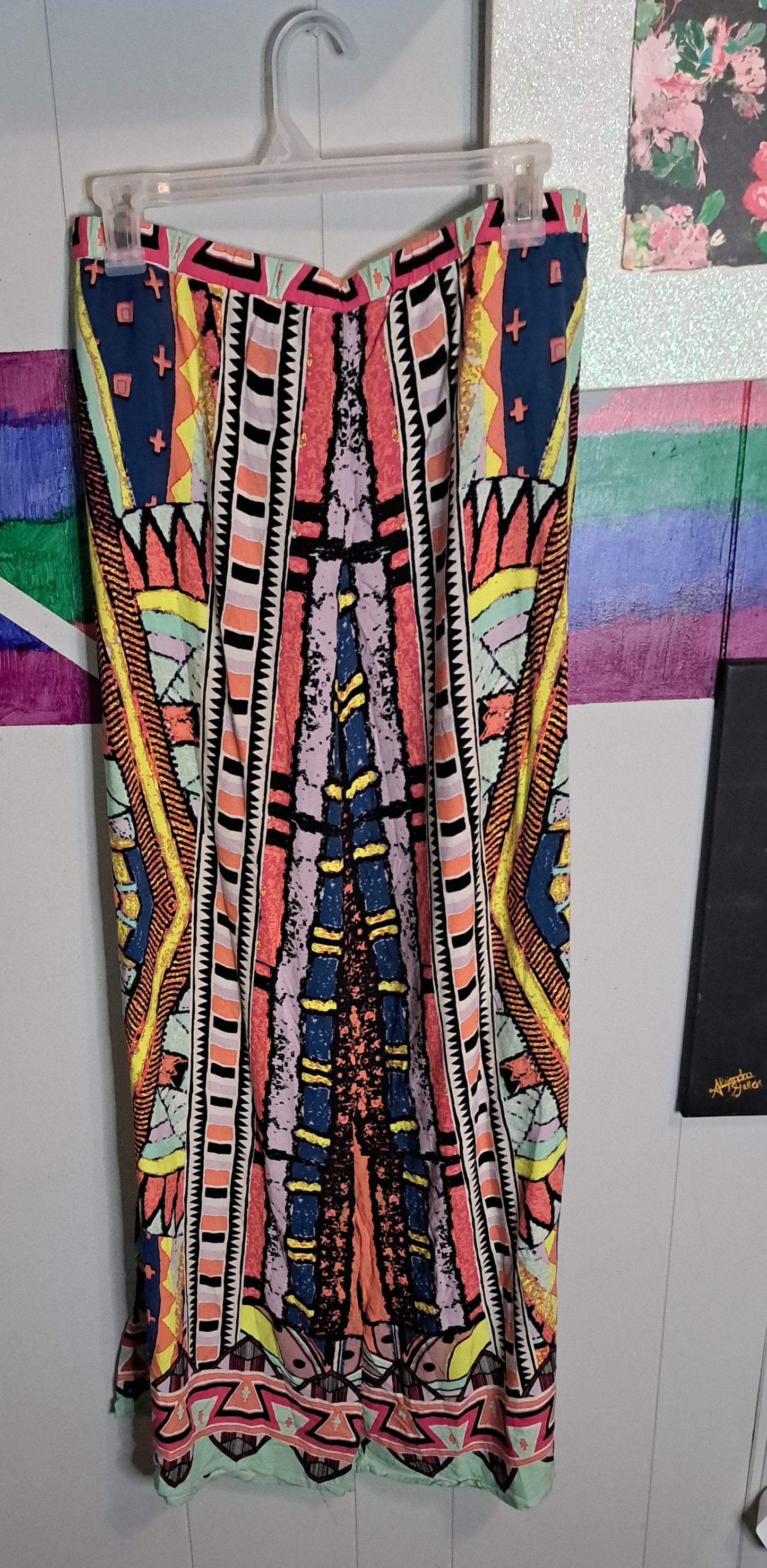 Flying Tomato Multicolored Palazzo Pants with Elastic Waist Size Large