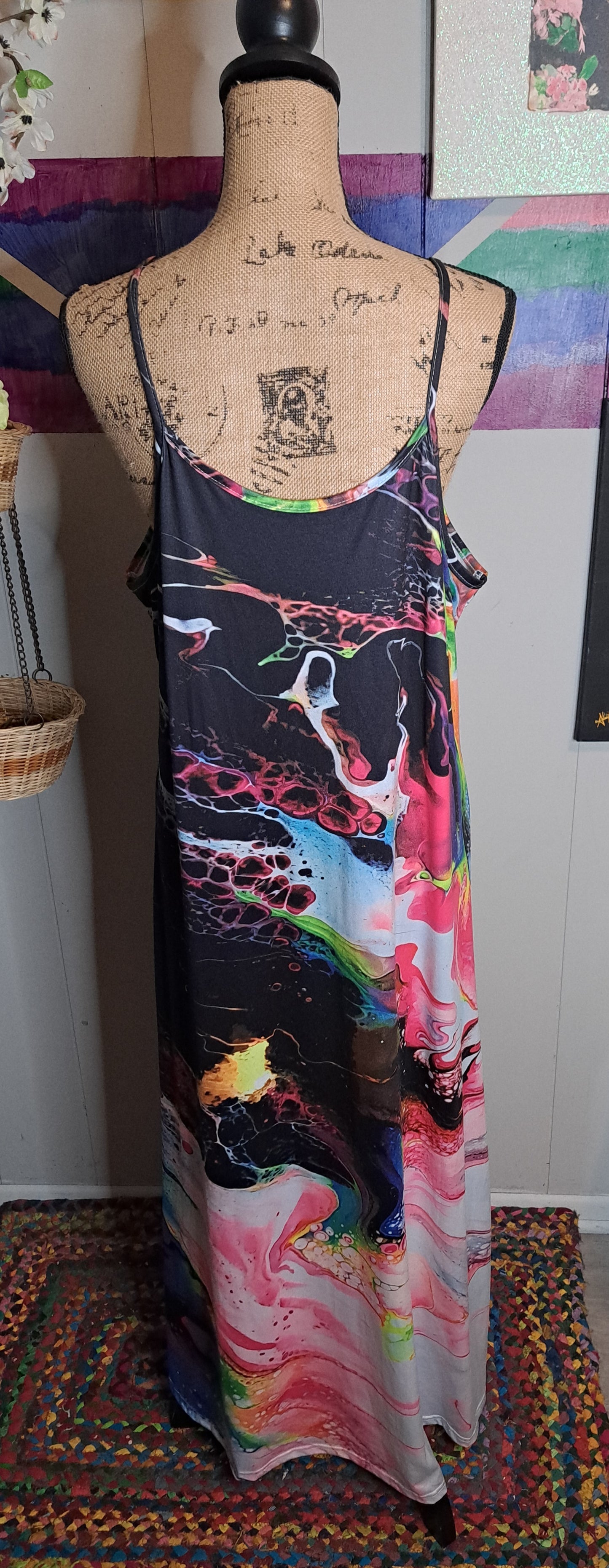 Boutique Multicolored Maxi Dress with Stretch SZ XL