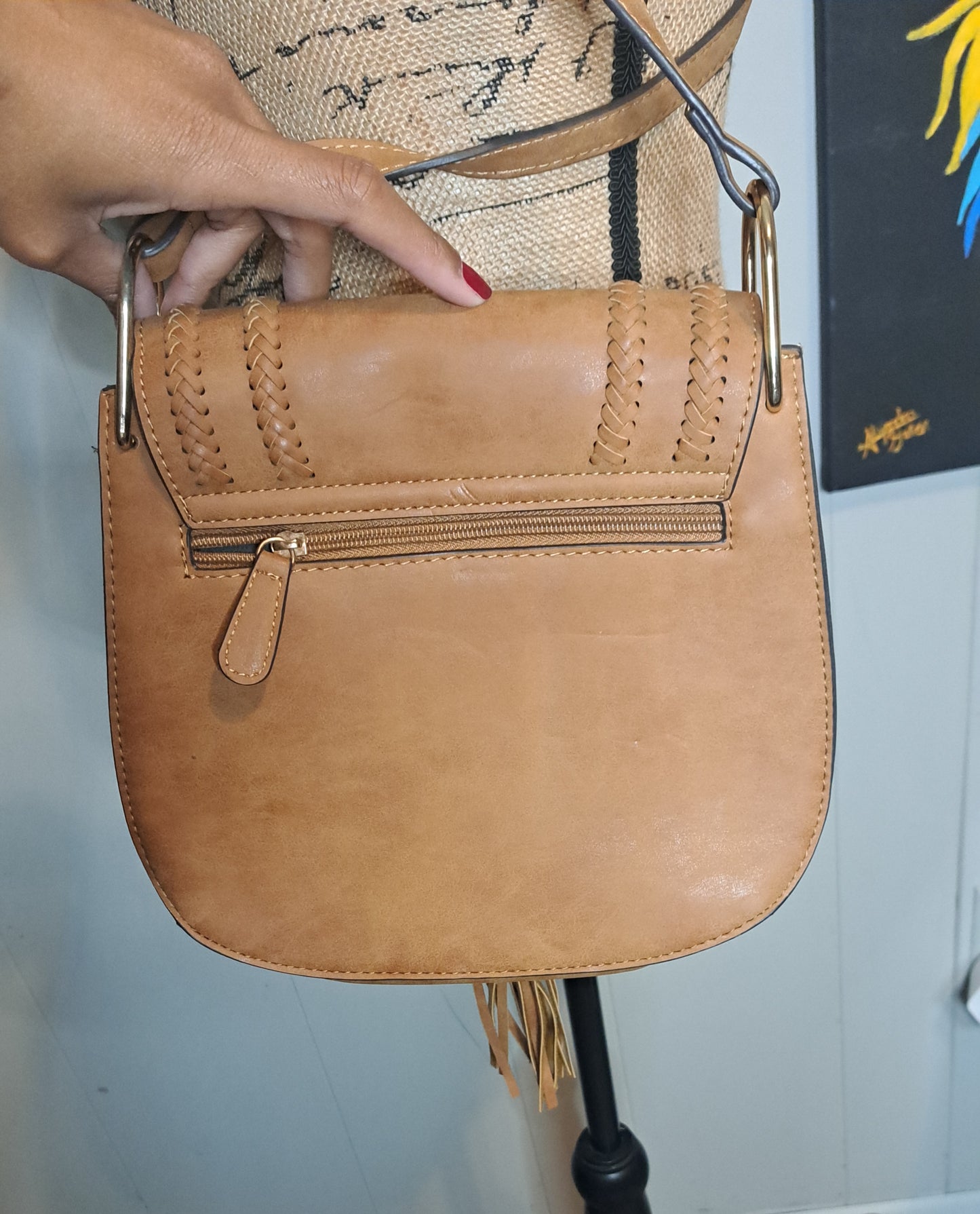 NWOT Franco Sarto Faux Suede Bohemian/Western Style Adjustable Crossbody Purse