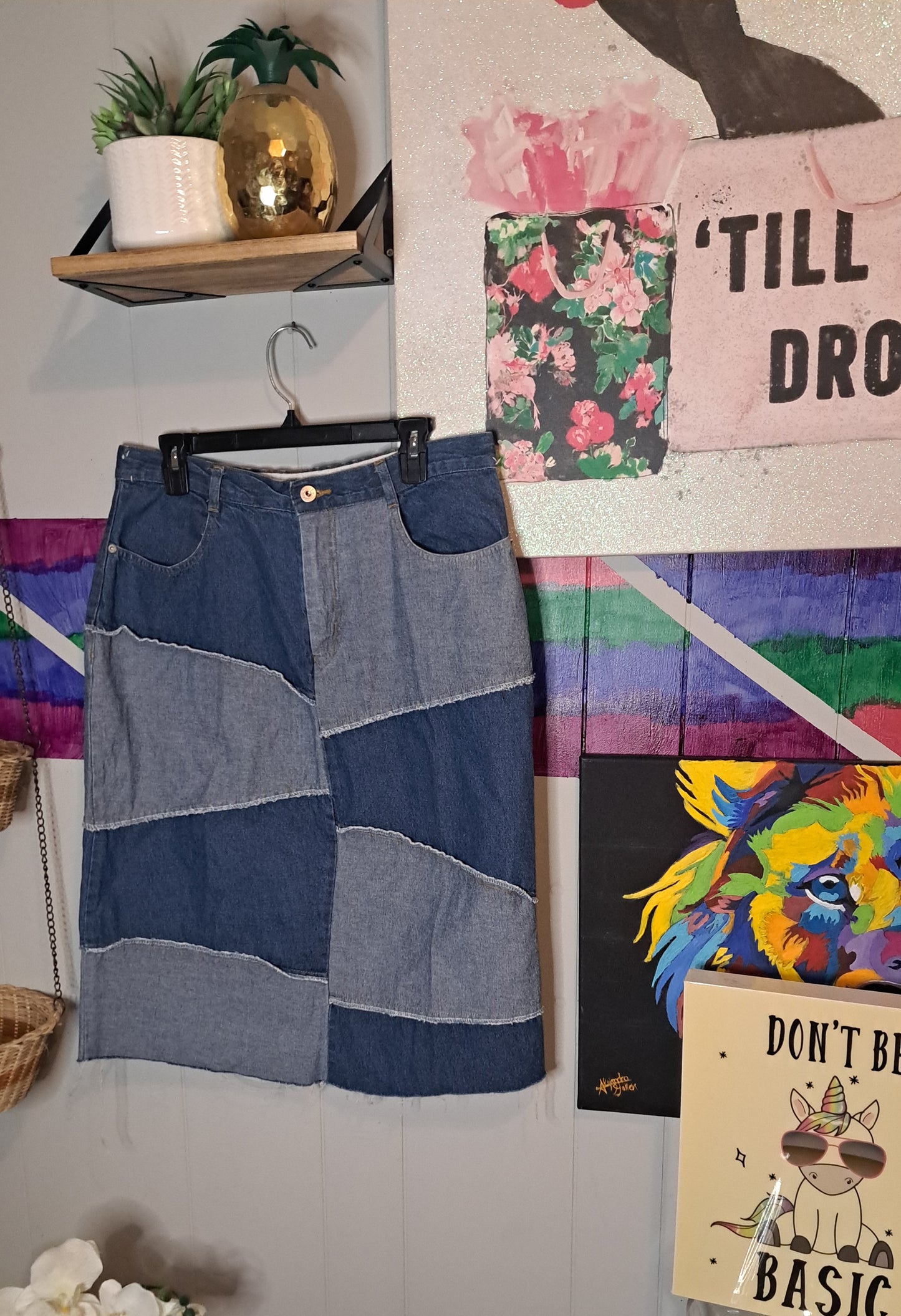 Vtg Patchwork Skirt SZ 12 (Waist 17in)