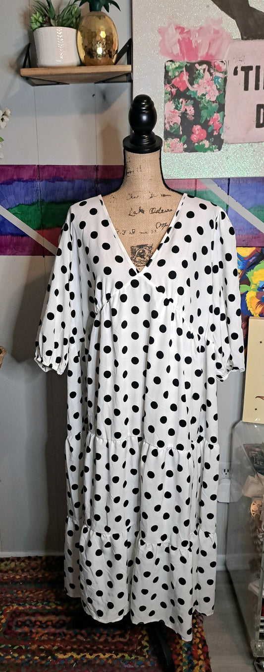 NWT Emery Rose Blk/Wht Polka Dot Babydoll Dress SZ 2XL (Best Fits 16/18)