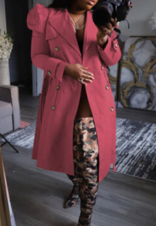 NWOT Mauve Pink Lightweight Trench Coat SZ XL (Best fits Large) ***Belt not Included***