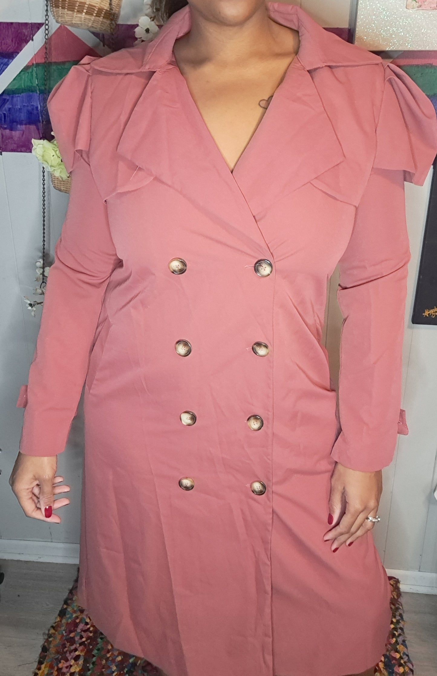 NWOT Mauve Pink Lightweight Trench Coat SZ XL (Best fits Large) ***Belt not Included***