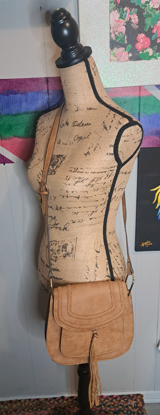 NWOT Franco Sarto Faux Suede Bohemian/Western Style Adjustable Crossbody Purse