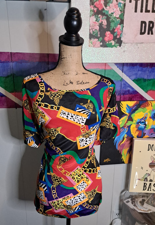 Vtg Bentley Multicolored Baroque Print Top SZ 22W (Ptp 26in) Best Fits 18/20