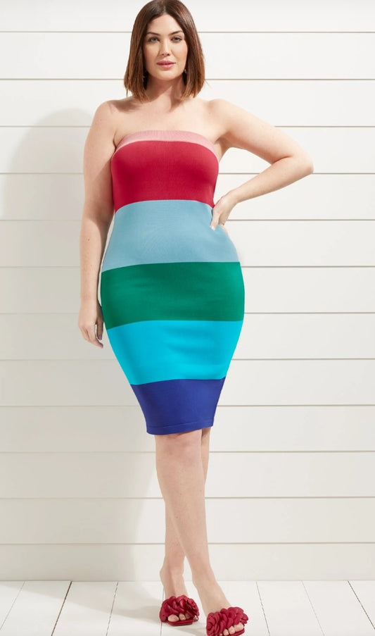 NWT NY & Company Colorblock Sweater Dress SZ XL with Stretch (Retail Price $89.94)