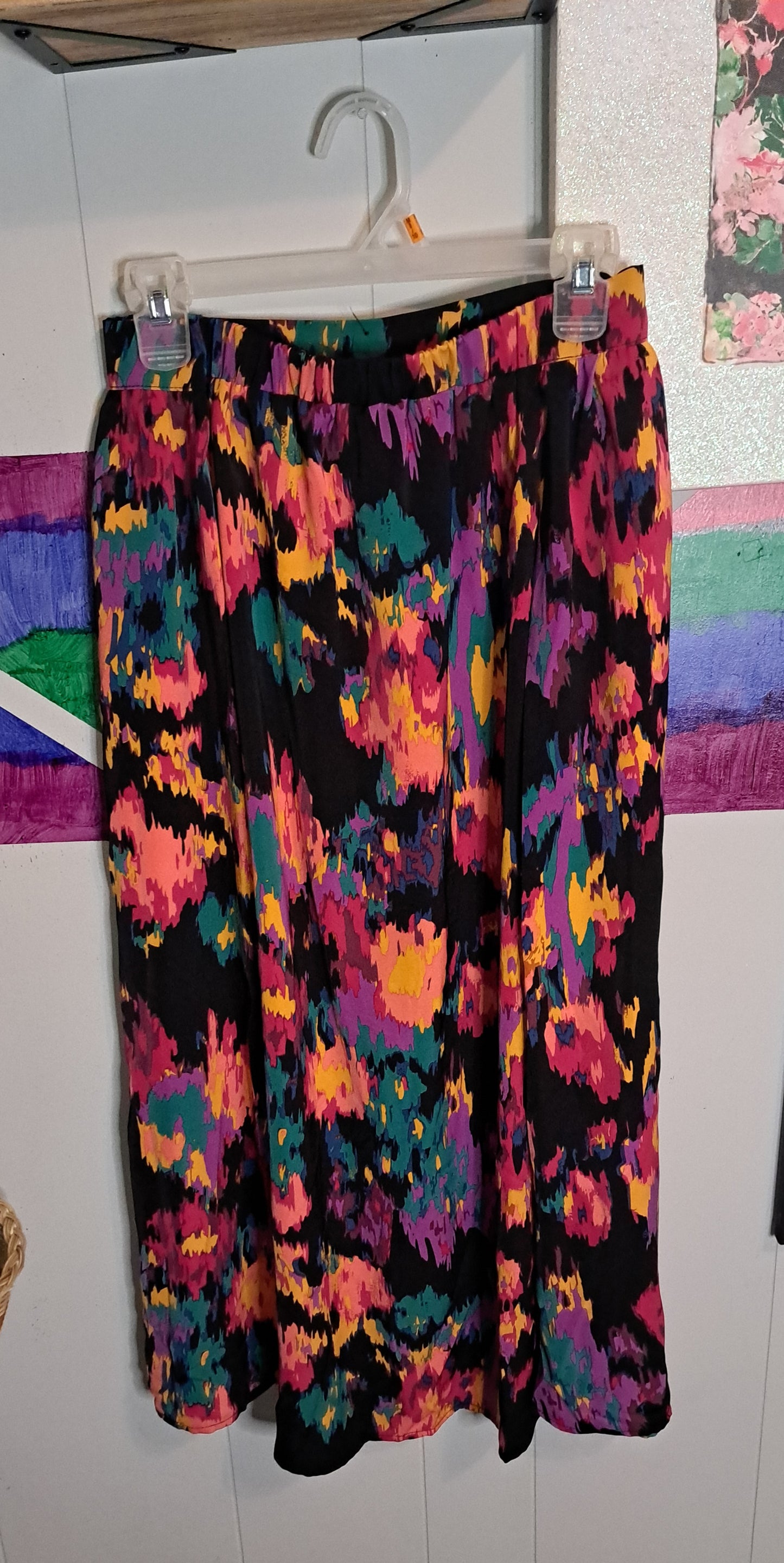 Multicolored Button Down Skirt With Elastic Waist SZ 2XL (Fits 1X/2X) Waist 19-24