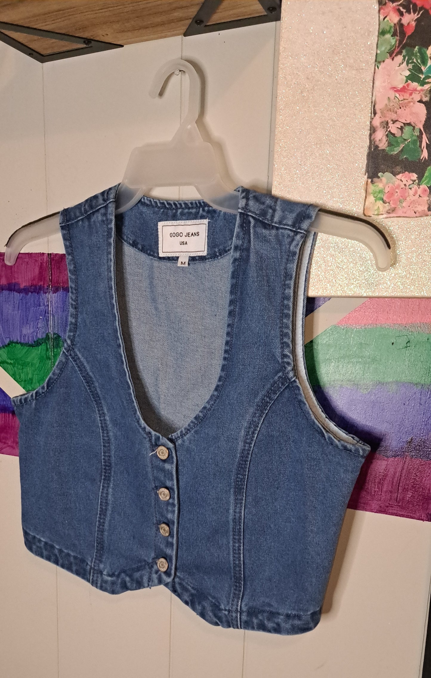 Gogo Denim Vest SZ Medium (ptp 19in)