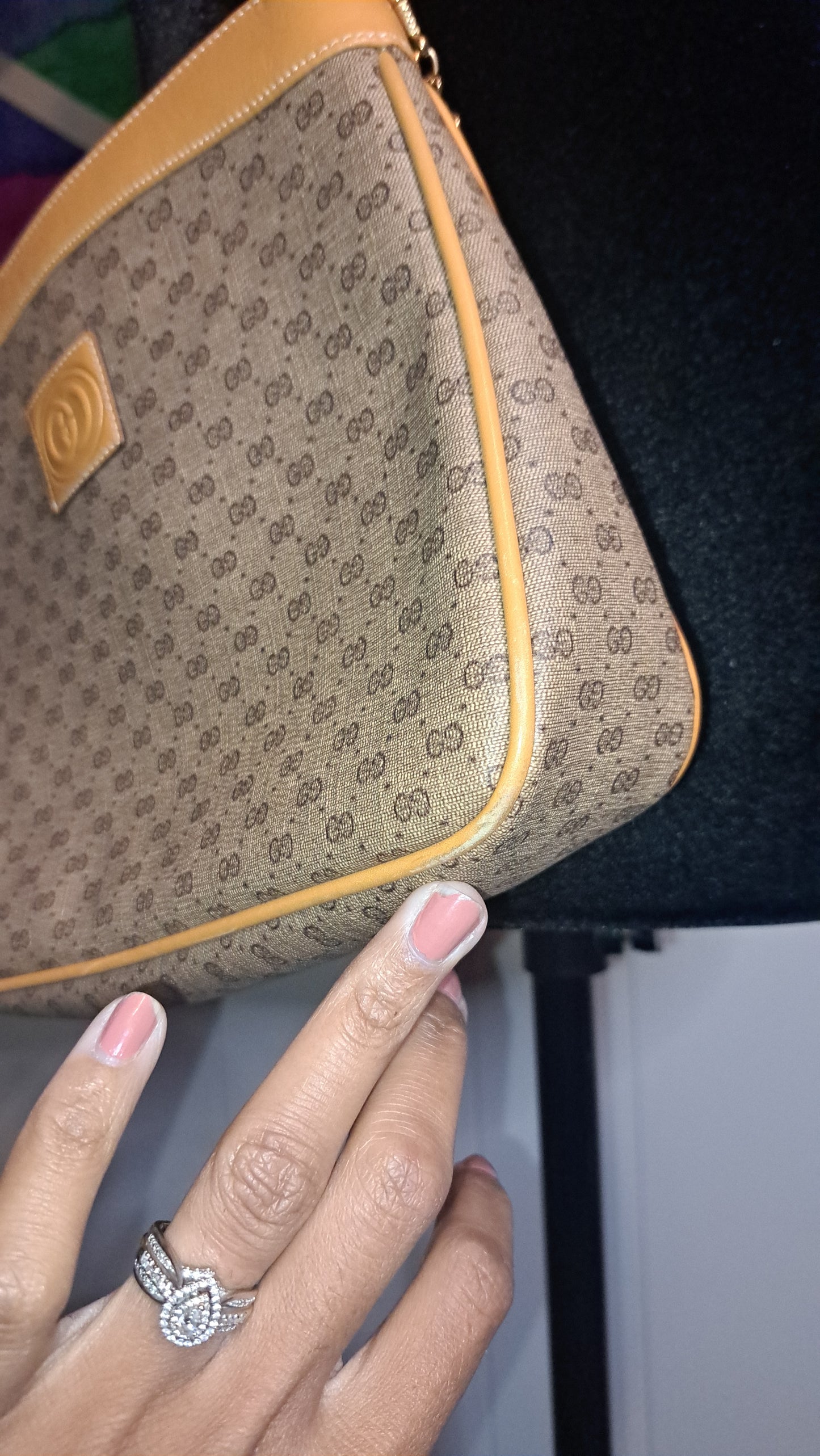Authentic Vintage 80s Gucci Canvas Crossbody Purse