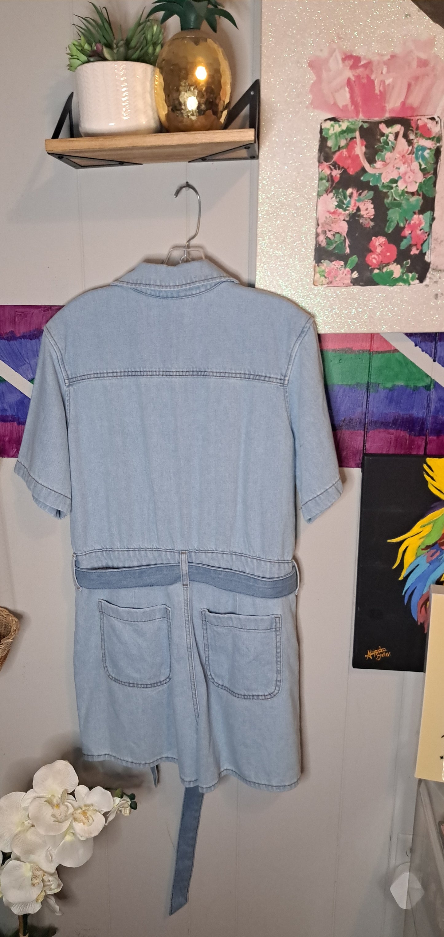 NWT Universal Threads Denim Romper with Belt SZ 12 (ptp 24in)