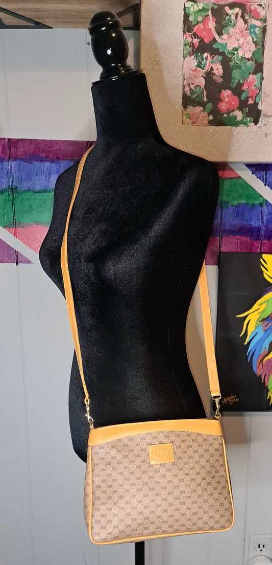 Authentic Vintage 80s Gucci Canvas Crossbody Purse