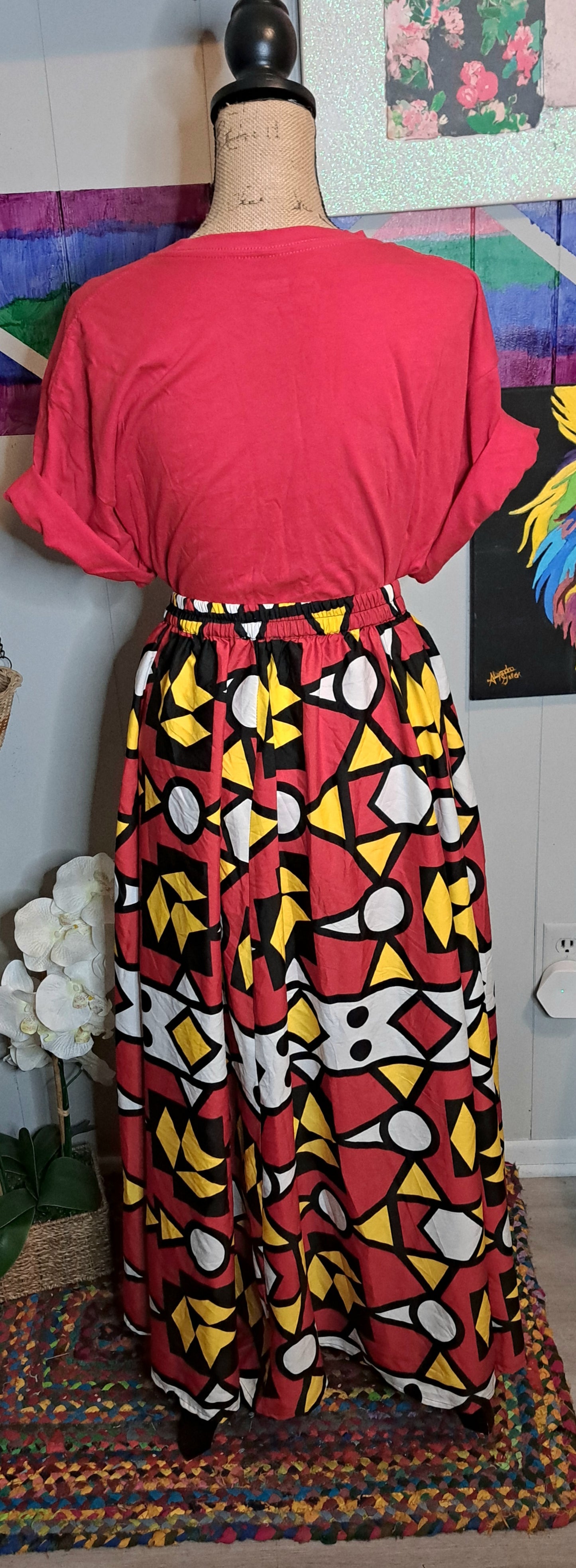 BUNDLE DEAL🚨 NWT African Print Elastic Waist Maxi Skirt with Pockets SZ Plus (Fits 1X-3X) & "Success Breeds Enemies" Graphic Tee SZ XL with Stretch