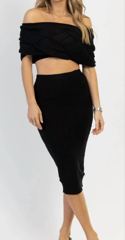 Nwot The Vintage Shop Chunky Sweater Knit Top with Matching Bodycon Skirt Retail Price $98.00 (SZ MEDIUM)