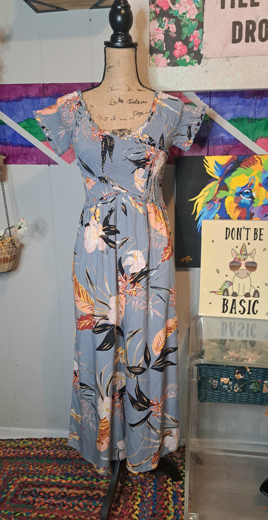 Nwot Blue Floral Print Jumpsuit with Pockets SZ Medium (Best fits up to SZ 8)