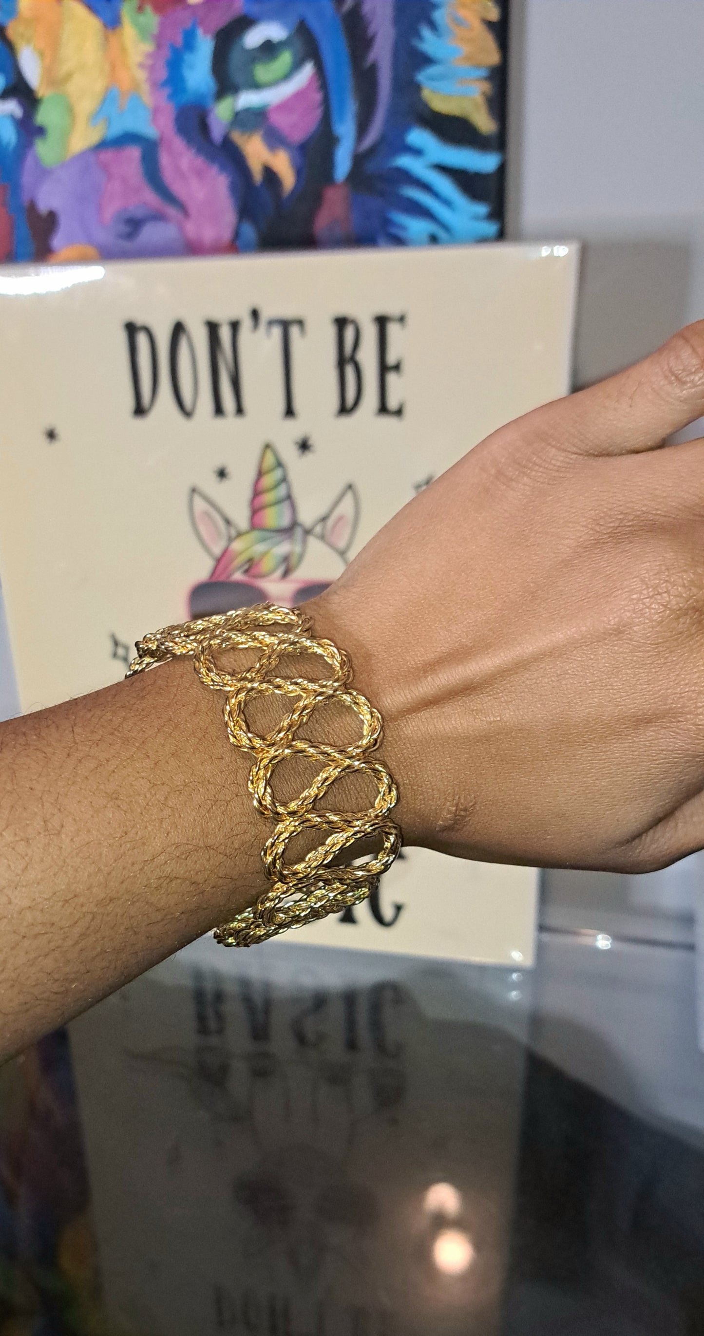 Vtg Rope Twist Gold Tone Bangle (Small Wrist)