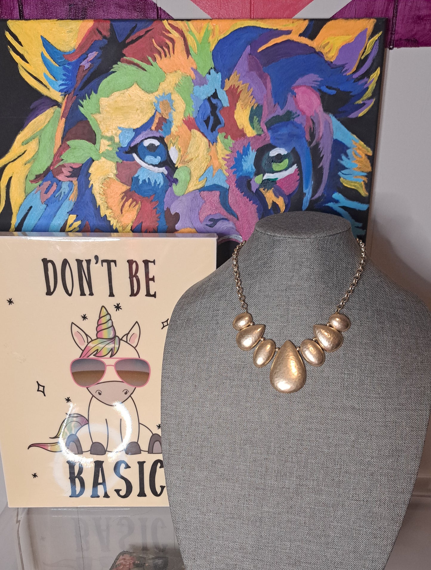 Chico's Matte Gold Bib Style Adjustable Necklace