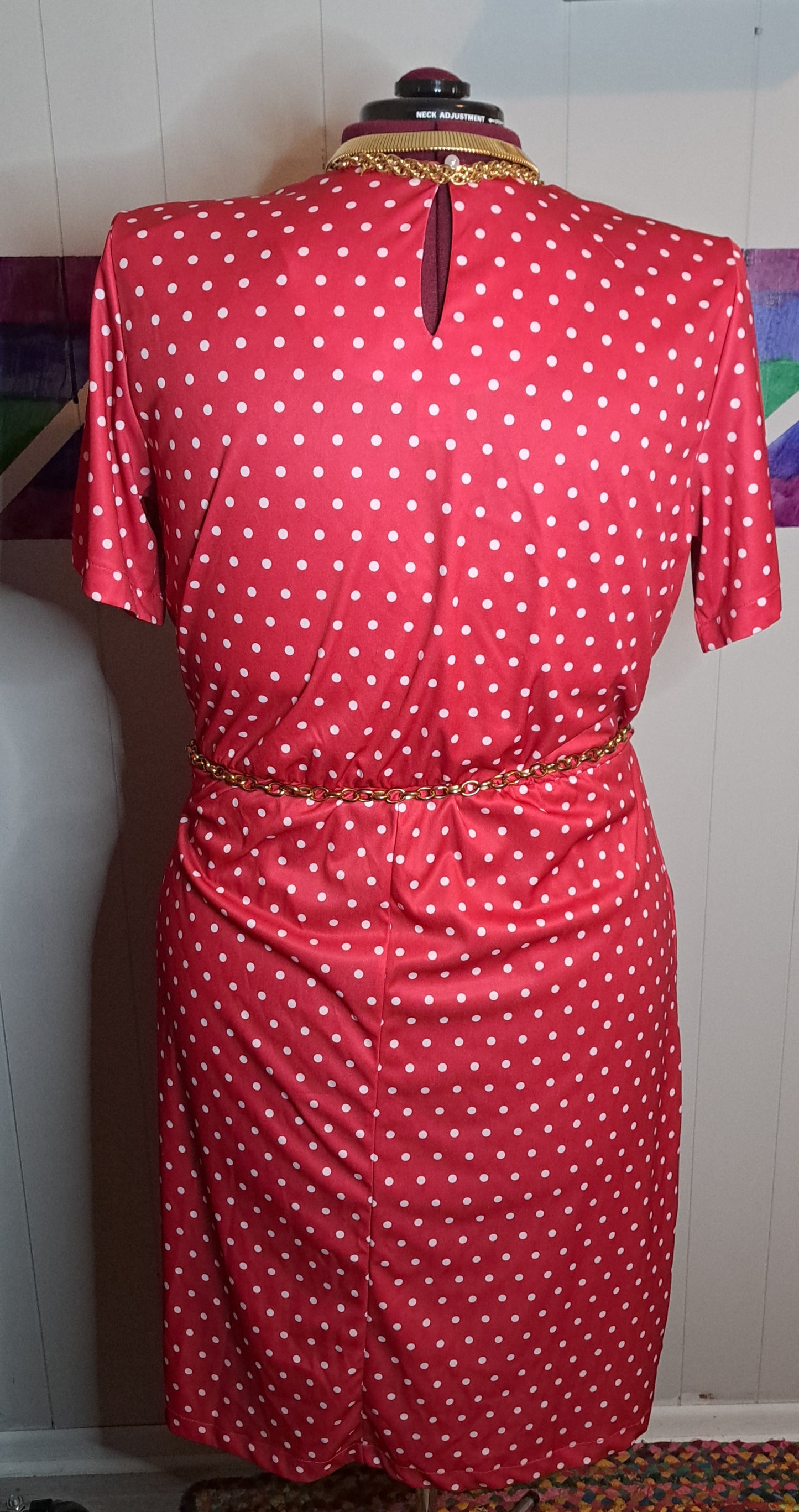 Vtg Red/Wht Polka Dot Dress SZ 16 With Stretch (TRUE TO SIZE)