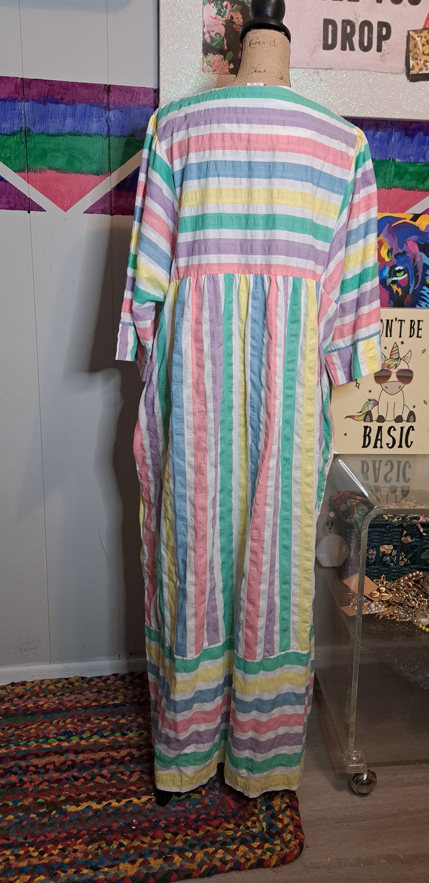 Vtg Saybury Pastel Mumu Dress with Pockets SZ XL