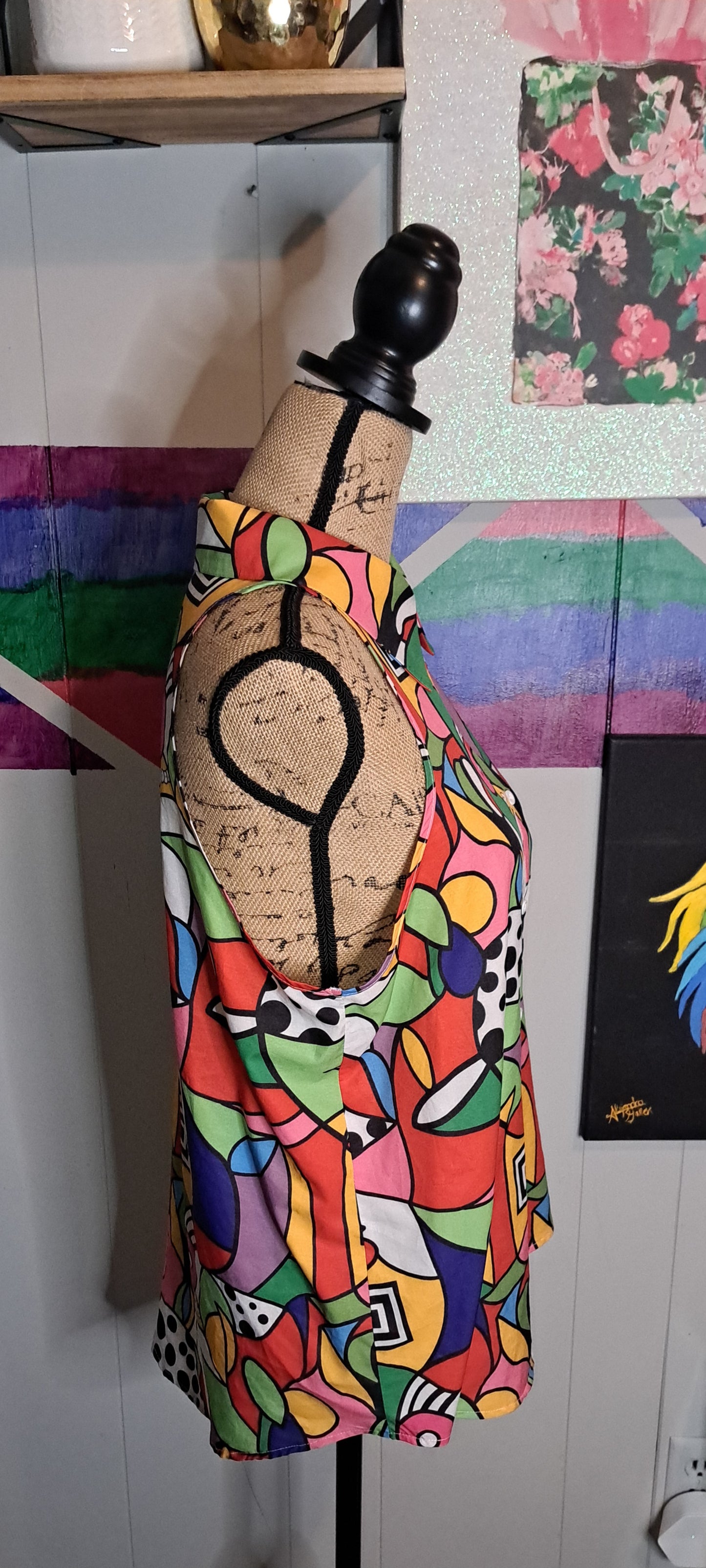 Boutique Multicolored Button Down Tank Top SZ Large (10)