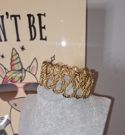 Vtg Rope Twist Gold Tone Bangle (Small Wrist)