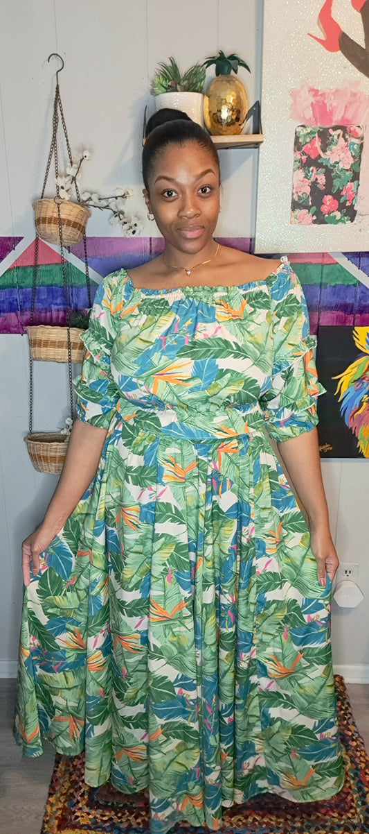 NWT Rachel Zoe New York Tropical 2PC Crop Top & Maxi Skirt Set SZ Small (Fits up to a Large) Retail Price: $249