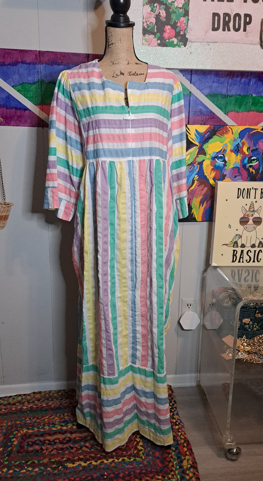 Vtg Saybury Pastel Mumu Dress with Pockets SZ XL