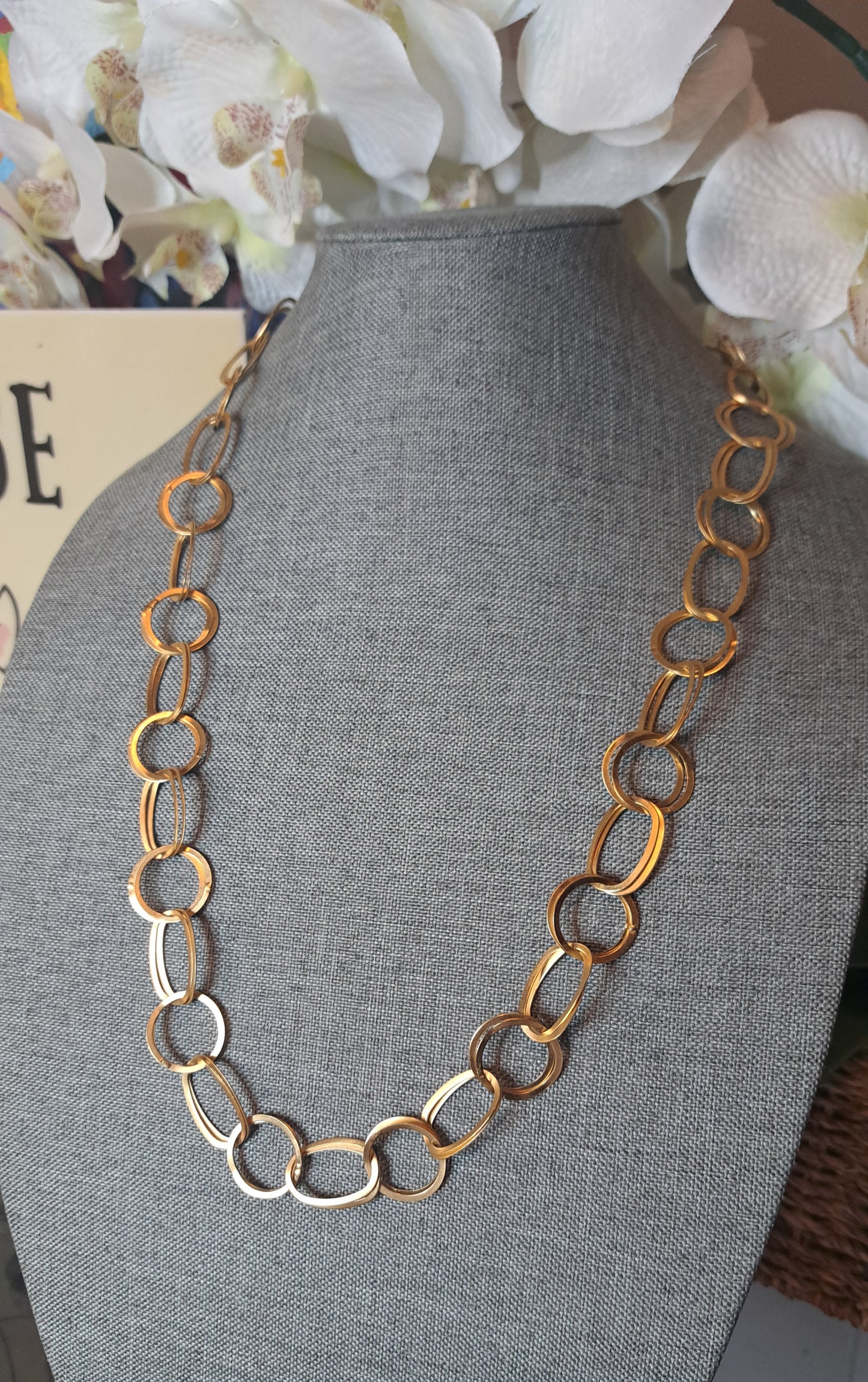 Vtg Deadstock Nwt Signed Premier Designs Gold Tone Double Loop Necklace