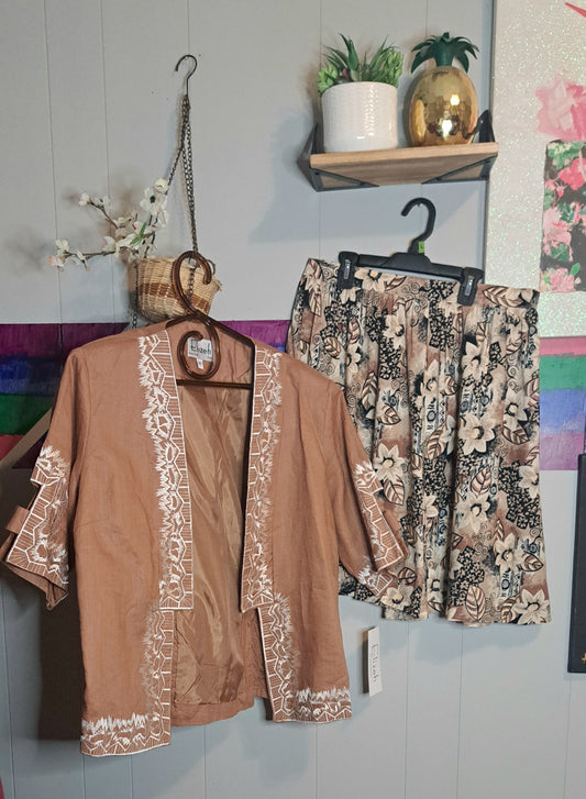 🚨Bundle Deal🚨 Nwt Elizeh Paris Linen Embroidered Cutout Sleeve Blazer SZ 20 (Best Fits 16/18) & Vtg Shorts with Pockets SZ 18 with Elastic Waist 17-21in