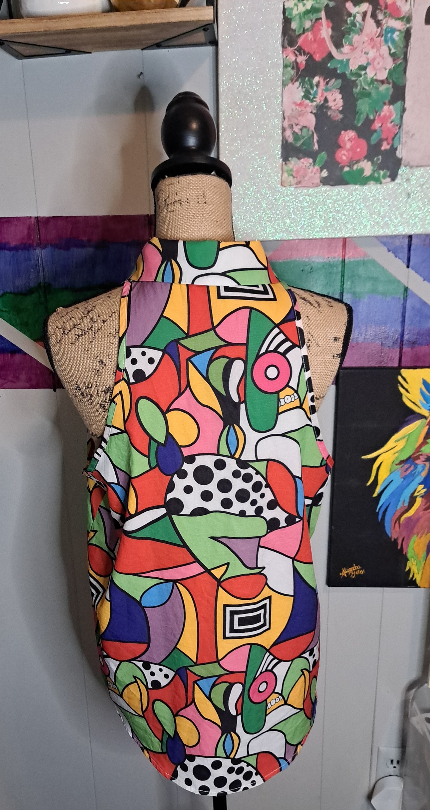 Boutique Multicolored Button Down Tank Top SZ Large (10)