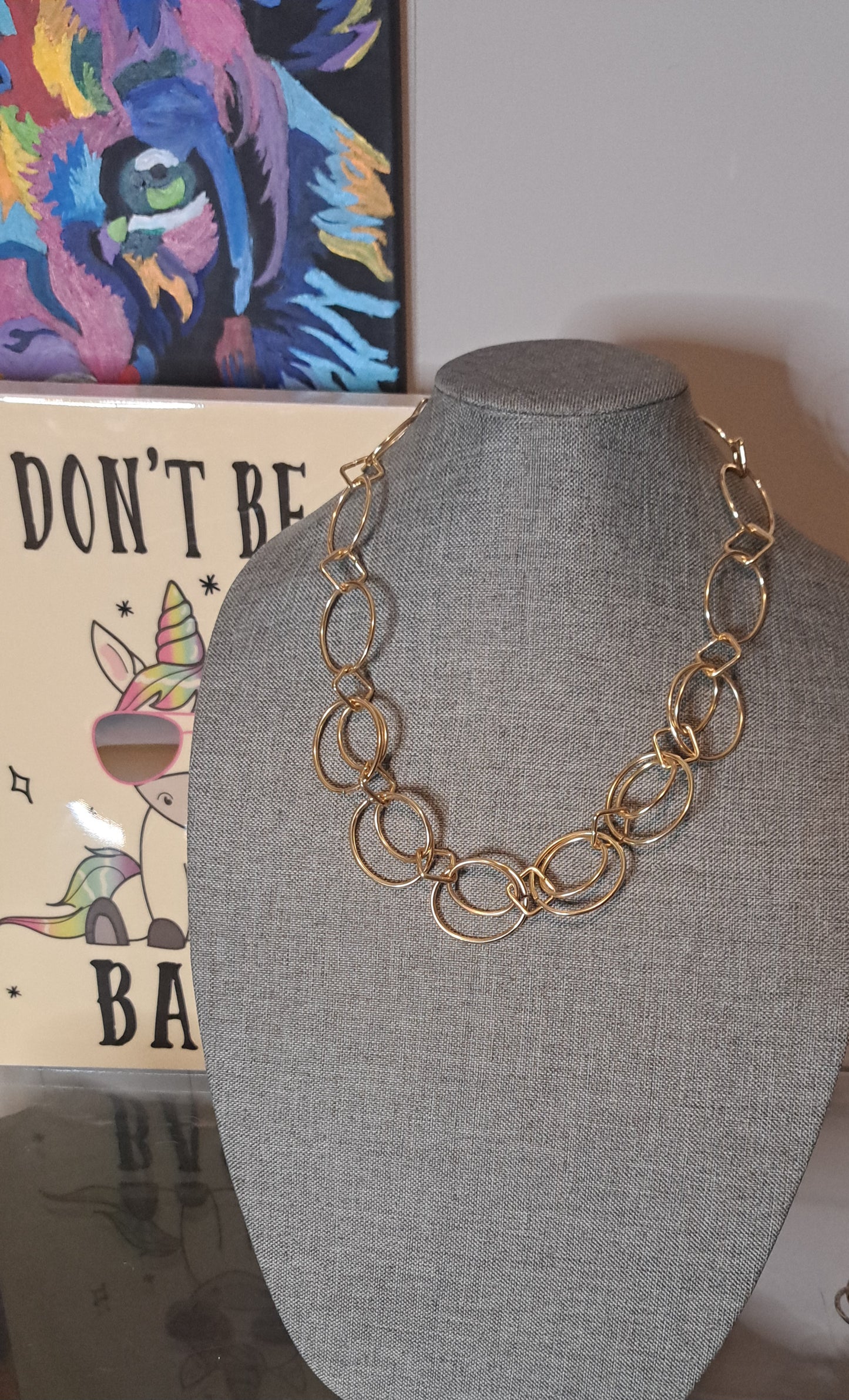 Modern Daisy Fuentes Gold Tone Circular Loop Double Layered Adjustable Necklace (2 Available)