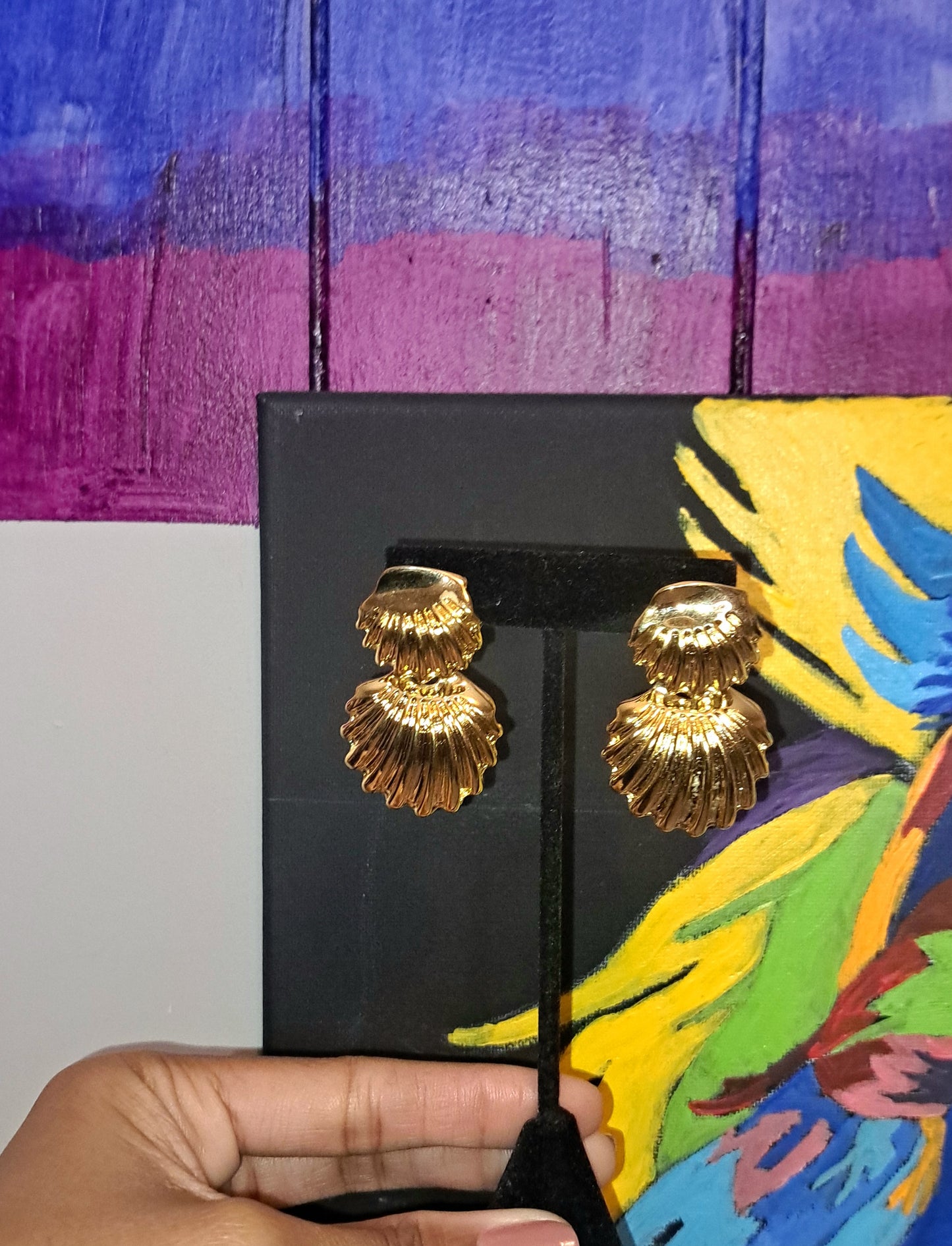 Vtg Gold Tone Shell Post Back Earrings (Multiple Available)