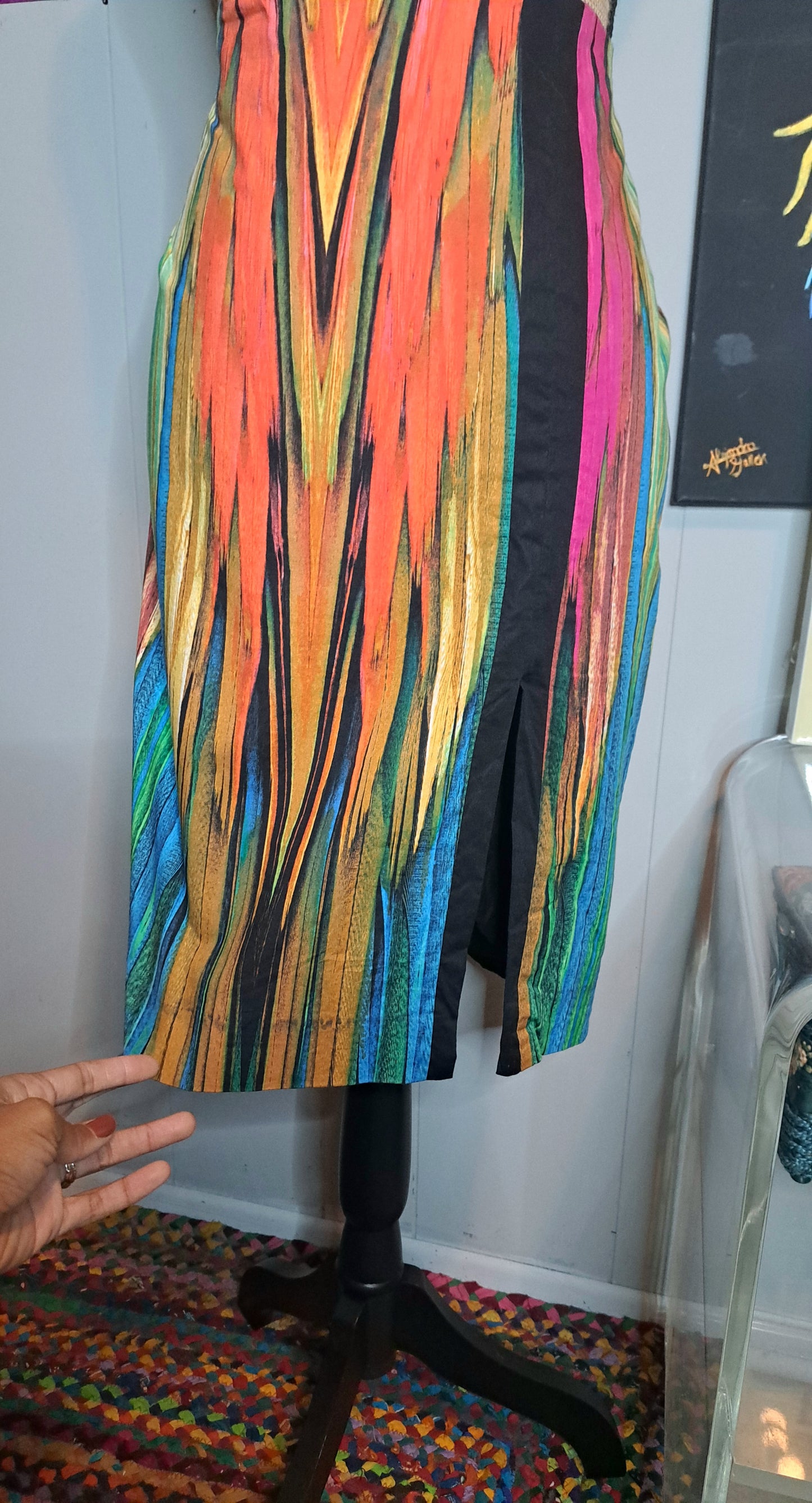 Worthington Multicolored Skirt with Side Slit & Back Zipper SZ 14