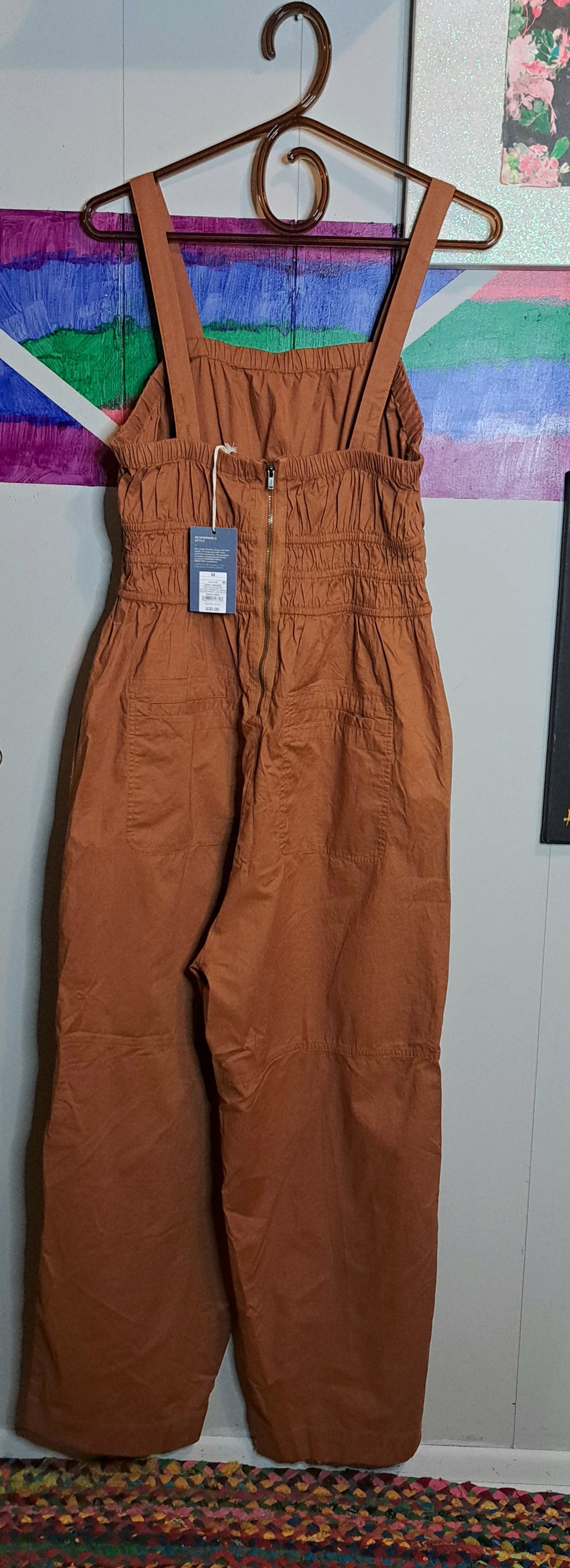 Nwt Universal Threads Caramel Jumpsuit with Pockets, Adjustable Waist & Back Zipper SZ Medium