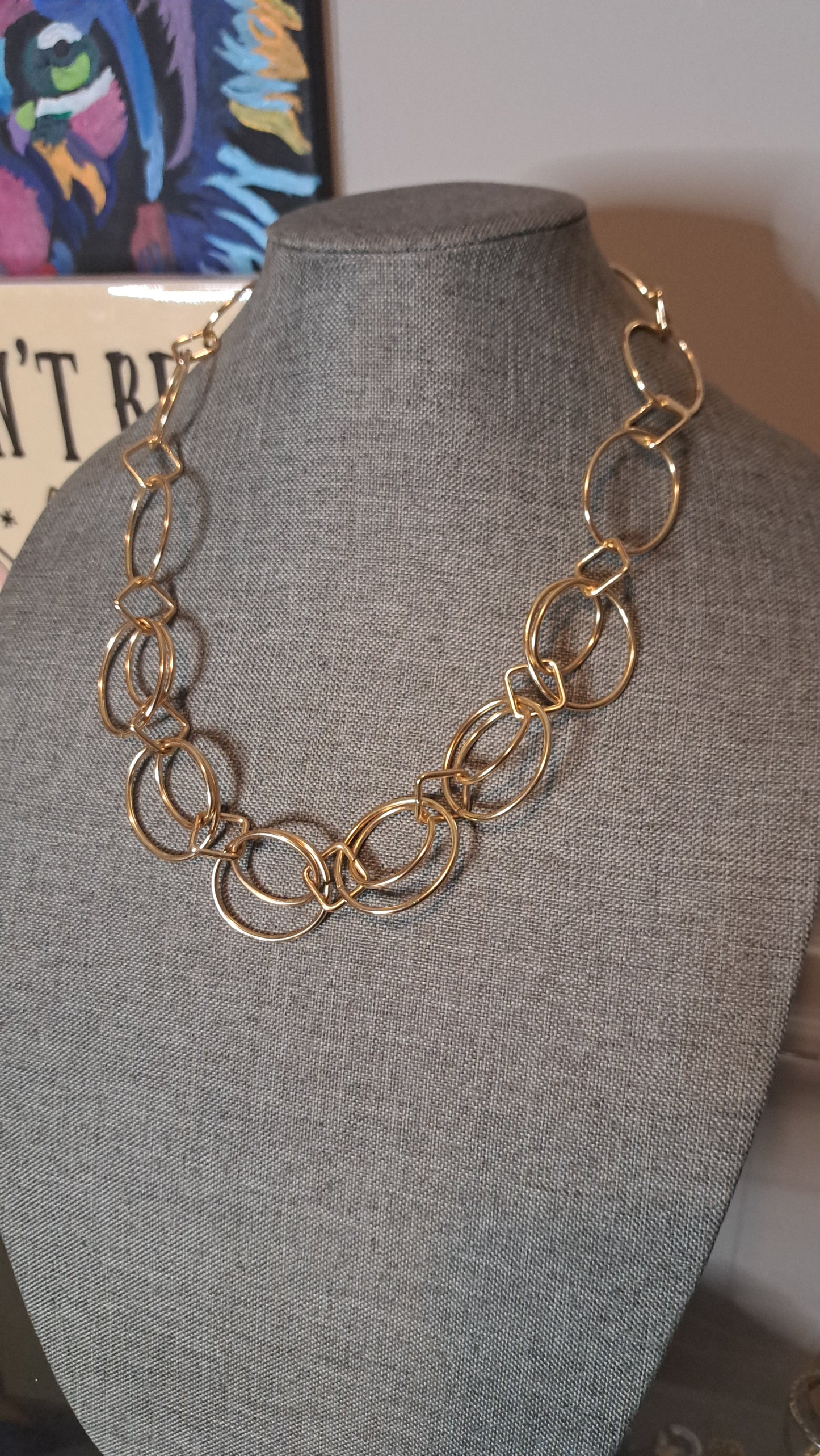 Modern Daisy Fuentes Gold Tone Circular Loop Double Layered Adjustable Necklace (2 Available)