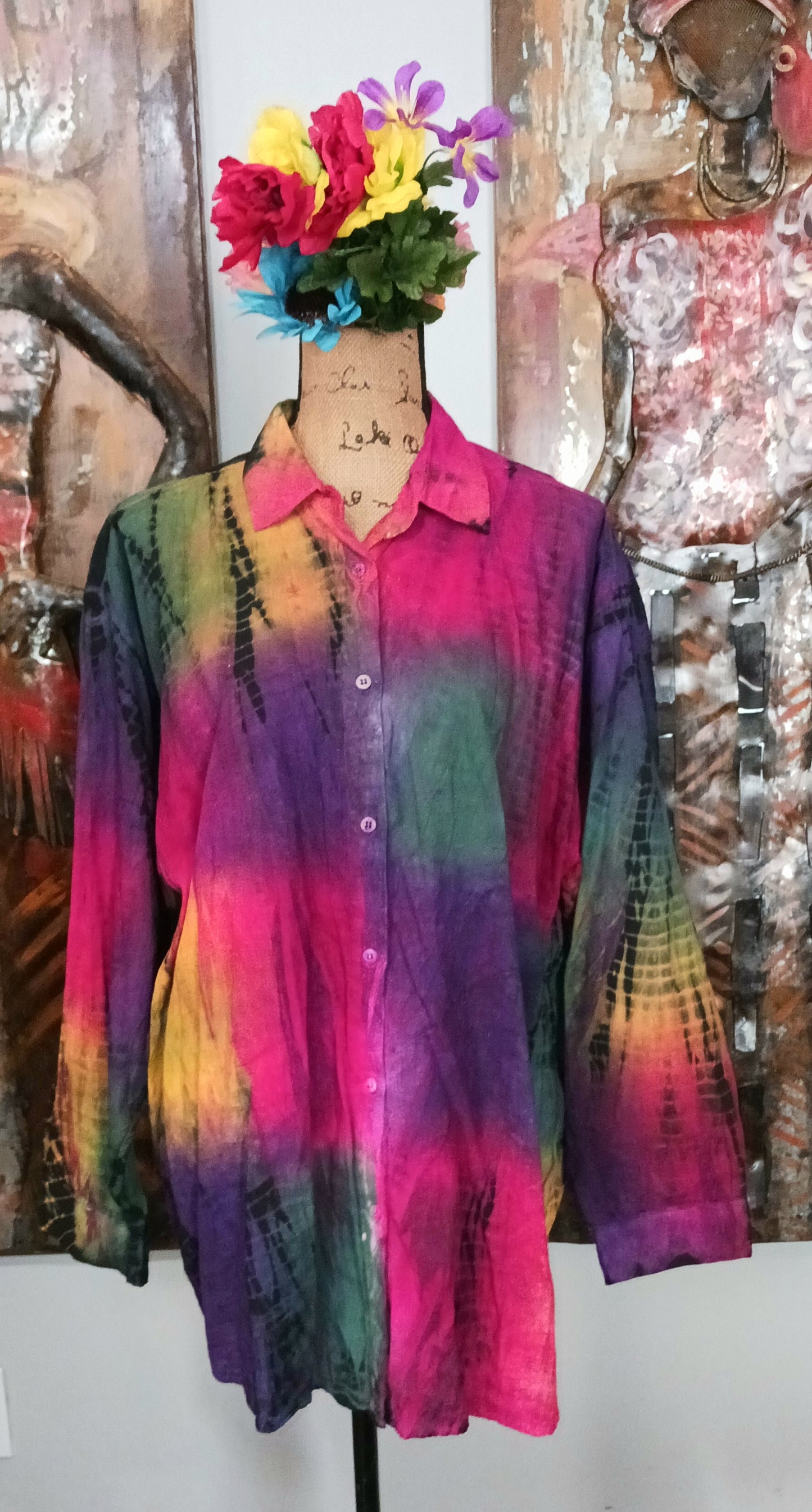 Multicolored Tye Dye Top SZ Large (Best Fits 1X/2X (16/18)