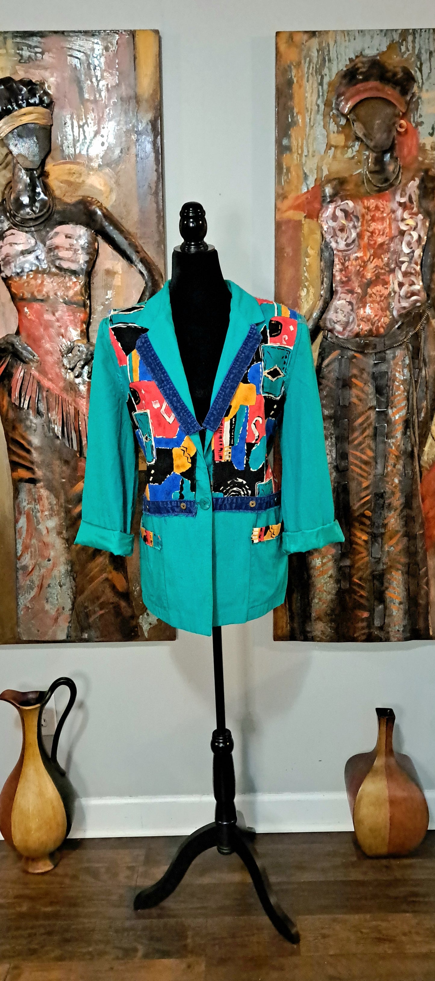 Upcycled Vtg Abstract Blazer SZ 14